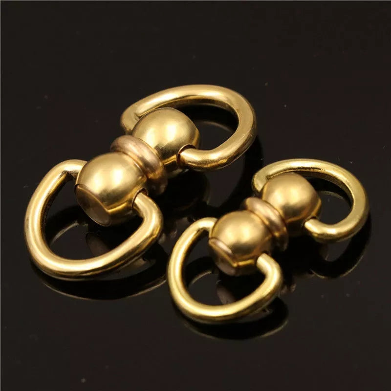 Solid Brass Swivel Eye Connector, Double Ended D Ring