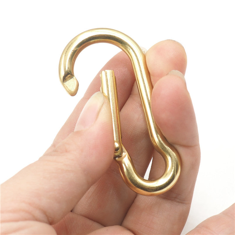 Carabiner Hook Solid Brass, Push Gate Clasp