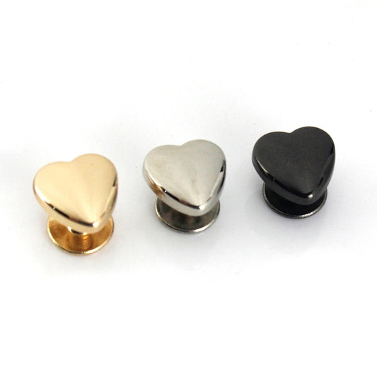 Heart Shape Alloy Bag Feet 10mm, Screw Back Rivet