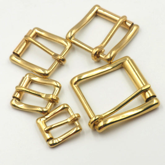 Solid Brass Single Pin Roller Heel Bar Buckle, 13mm - 38mm