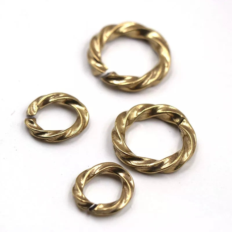 Twisted Brass O Ring, Split Ring, Open Jump Ring