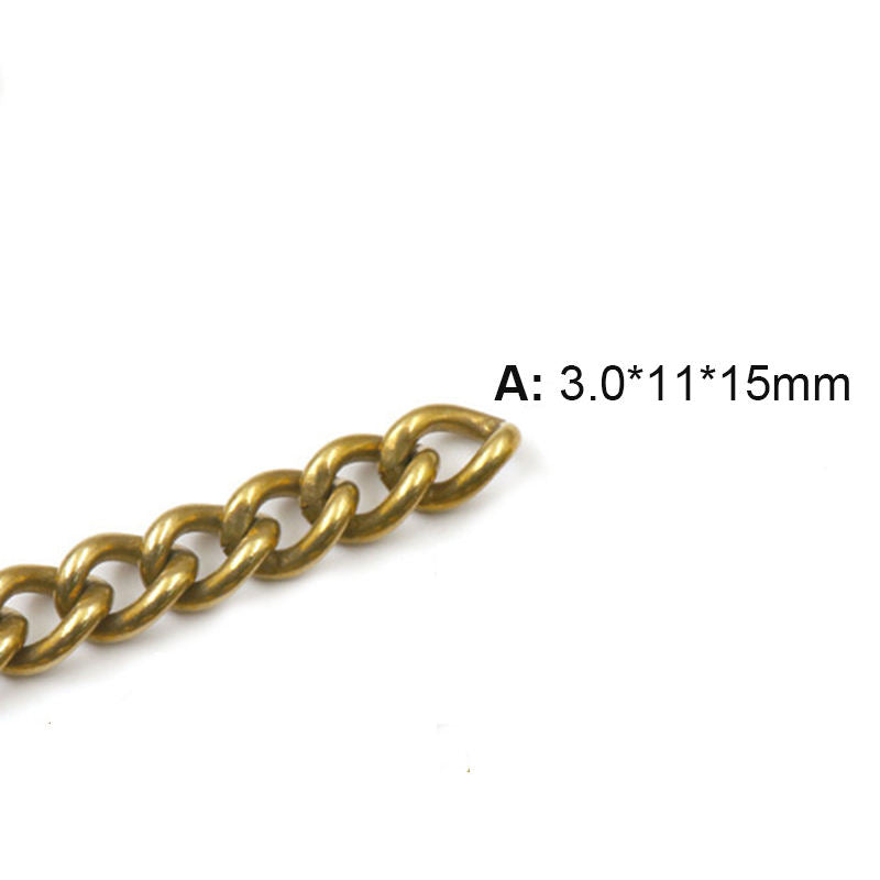 Round Link Curb Chain, Solid Brass for Bag Leather Goods