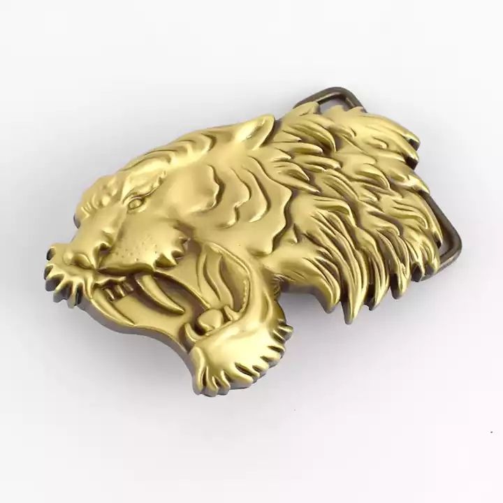 Tiger Head Solid Brass Belt Buckle