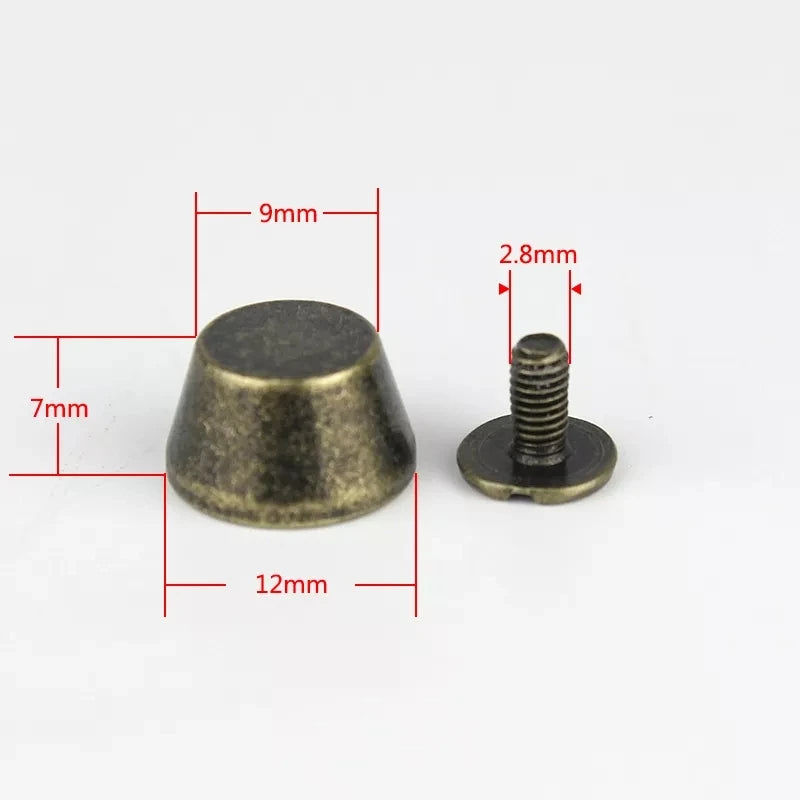 Bucket Shape Alloy Bag Feet 12 x 7mm, Solid Screw Back Rivet