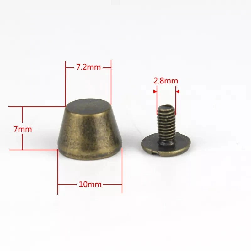 Bucket Shape Alloy Bag Feet 10 x 7mm, Solid Screw Back Rivet