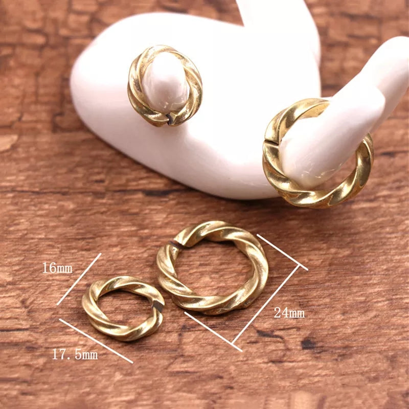 Twisted Brass O Ring, Split Ring, Open Jump Ring