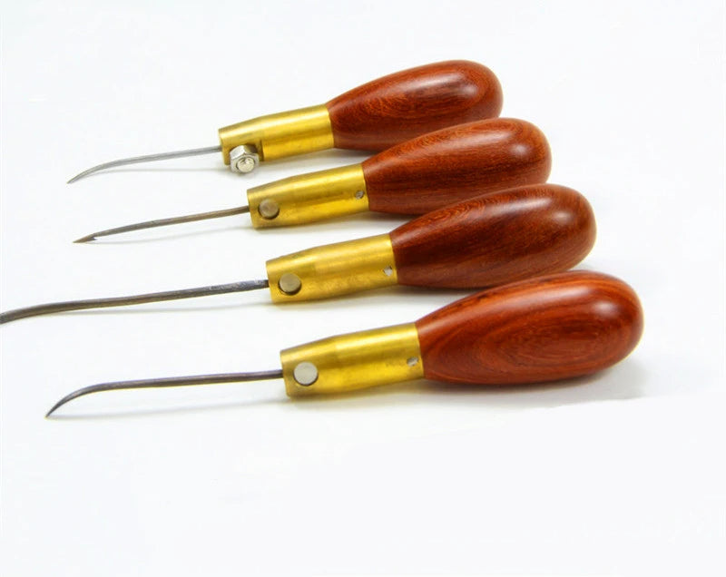 4 pcs Cobblers Hook and Awl Set for Shoe Making, Cordwaining