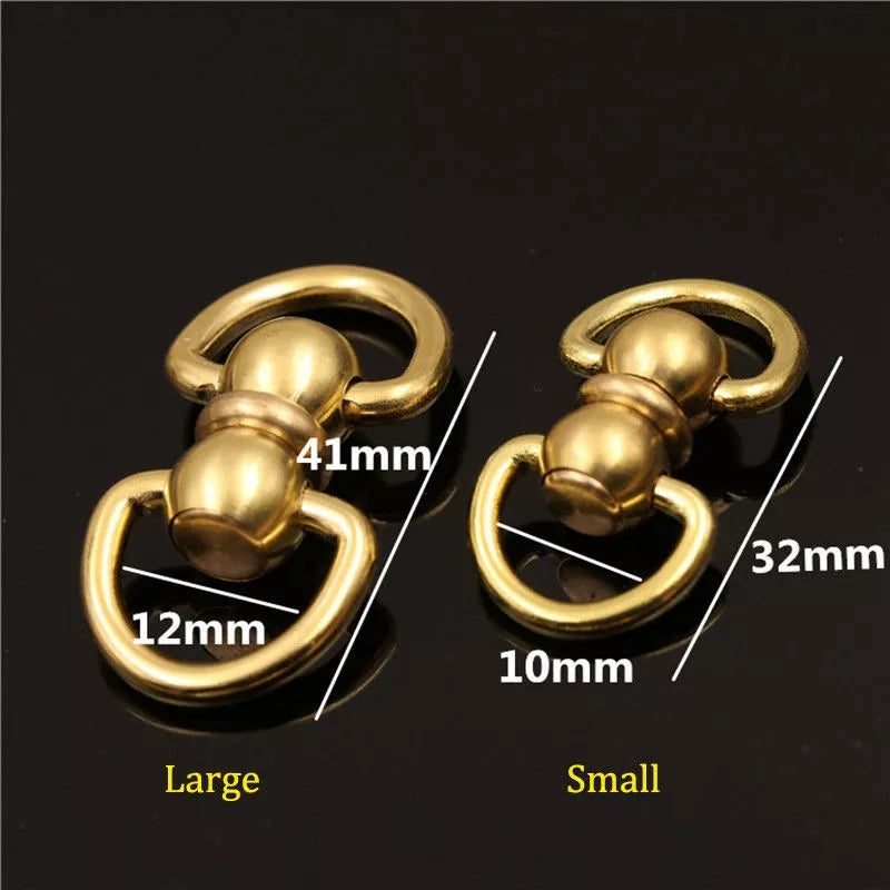 Solid Brass Swivel Eye Connector, Double Ended D Ring