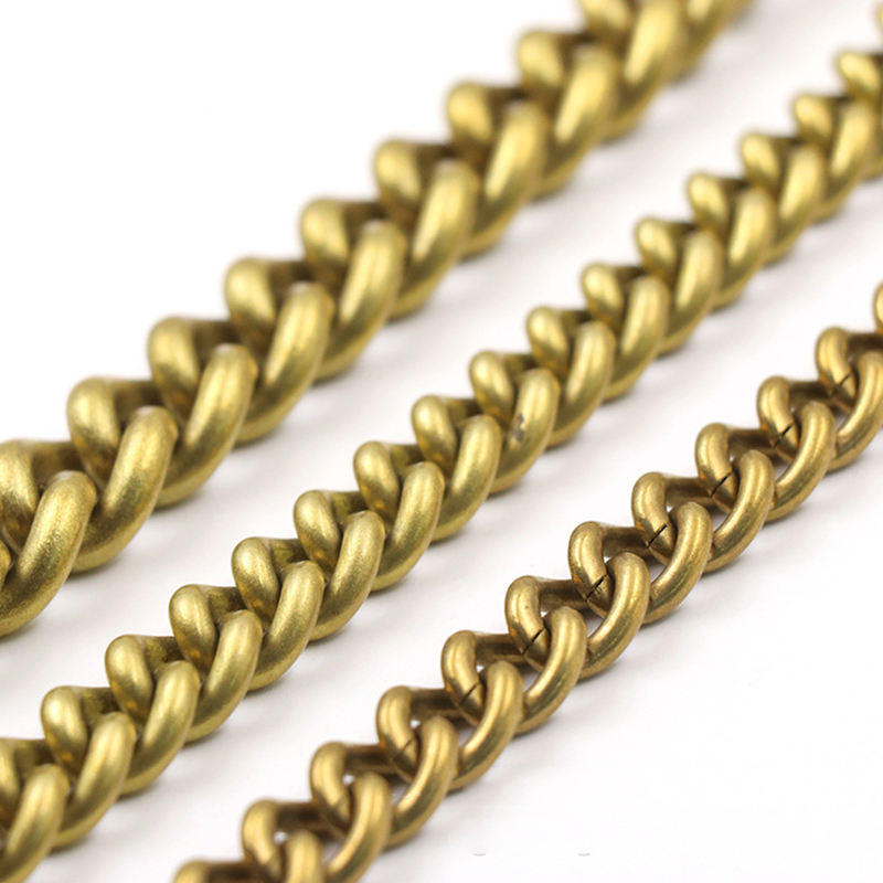 Round Link Curb Chain, Solid Brass for Bag Leather Goods