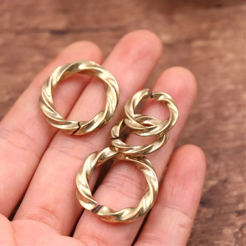 Twisted Brass O Ring, Split Ring, Open Jump Ring