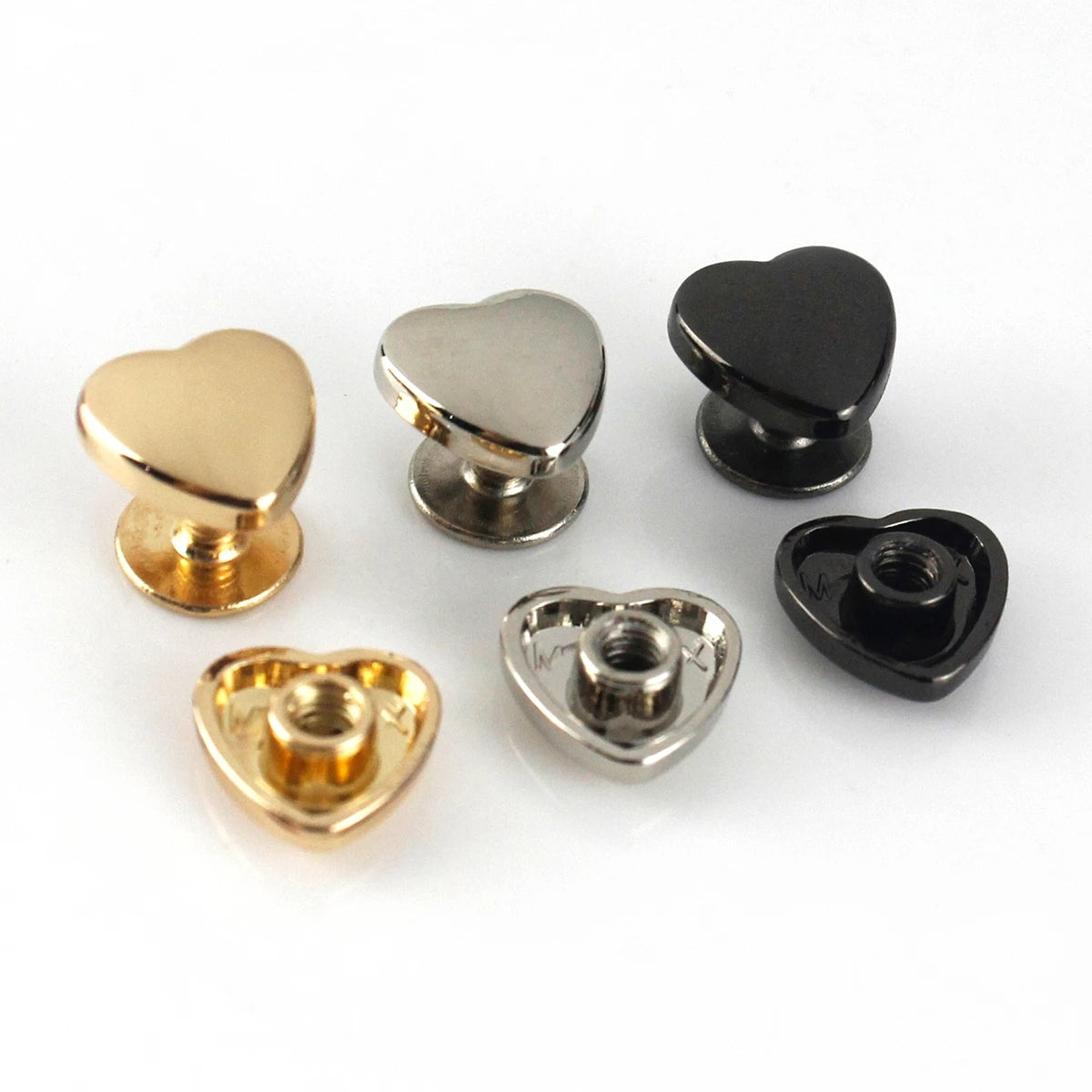 Heart Shape Alloy Bag Feet 10mm, Screw Back Rivet