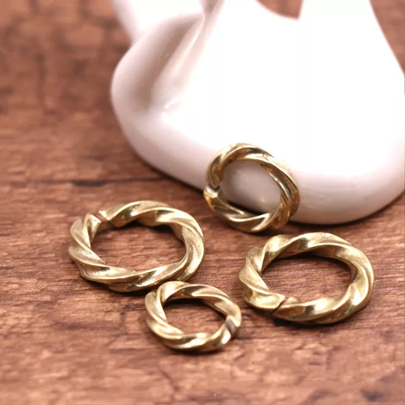 Twisted Brass O Ring, Split Ring, Open Jump Ring