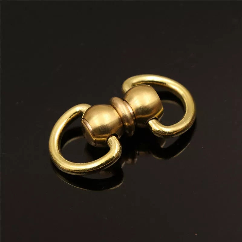 Solid Brass Swivel Eye Connector, Double Ended D Ring