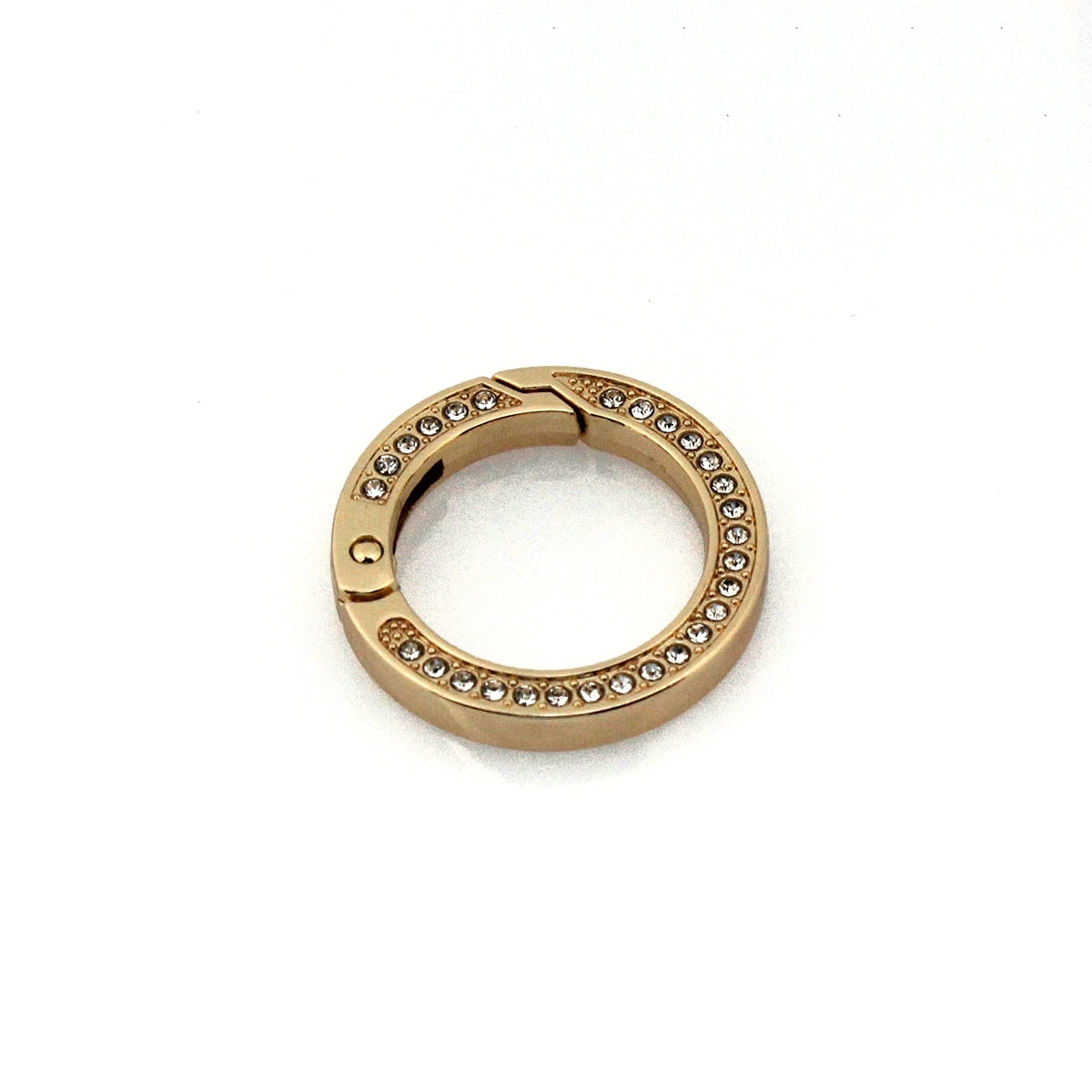 Round Alloy Spring Gate Clasp Oval O ring with Rhinestones, Opening Ring