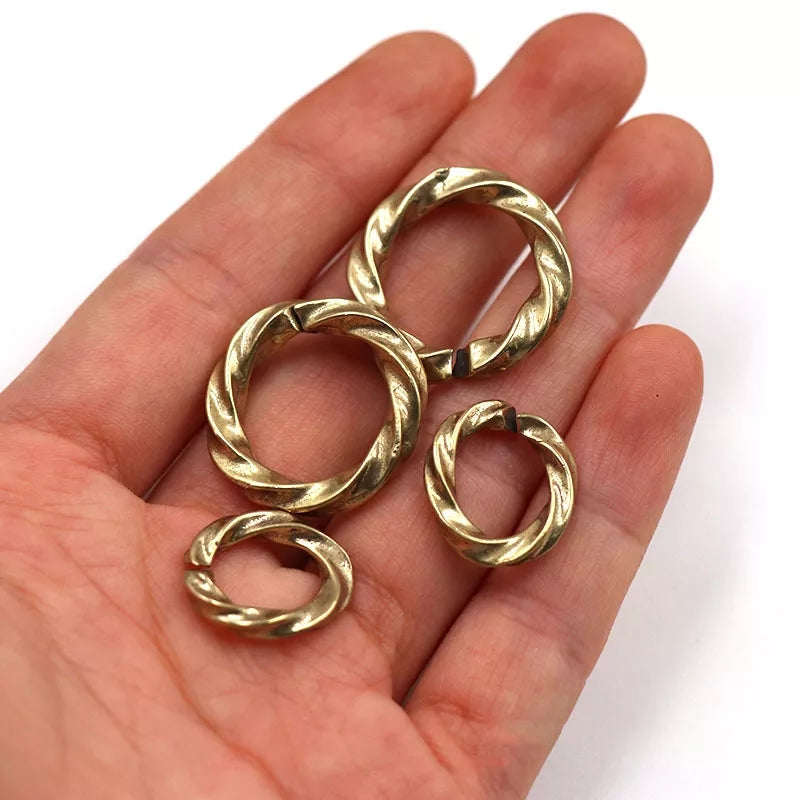 Twisted Brass O Ring, Split Ring, Open Jump Ring