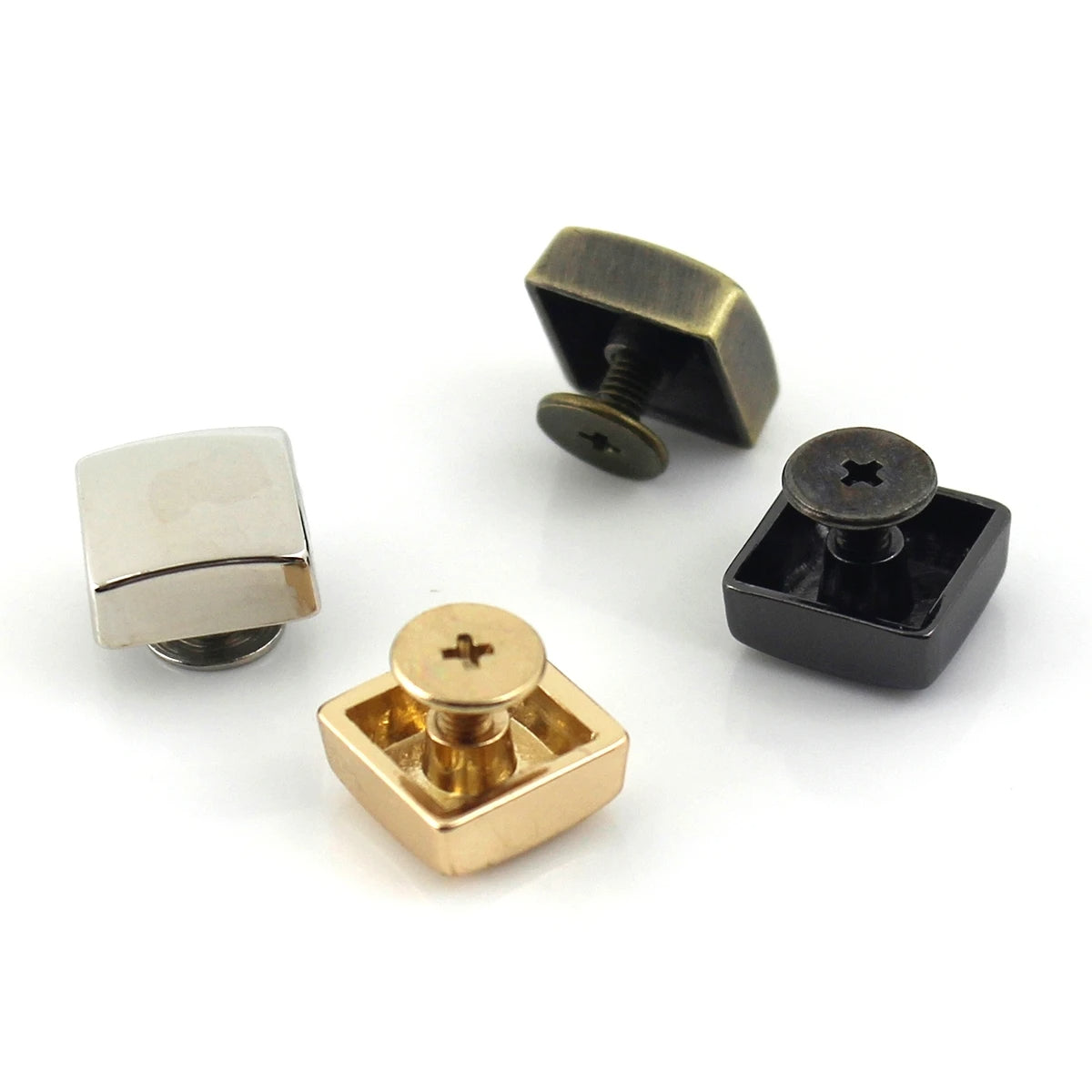 Square Shape Alloy Bag Feet 12mm, Screw Back Rivet