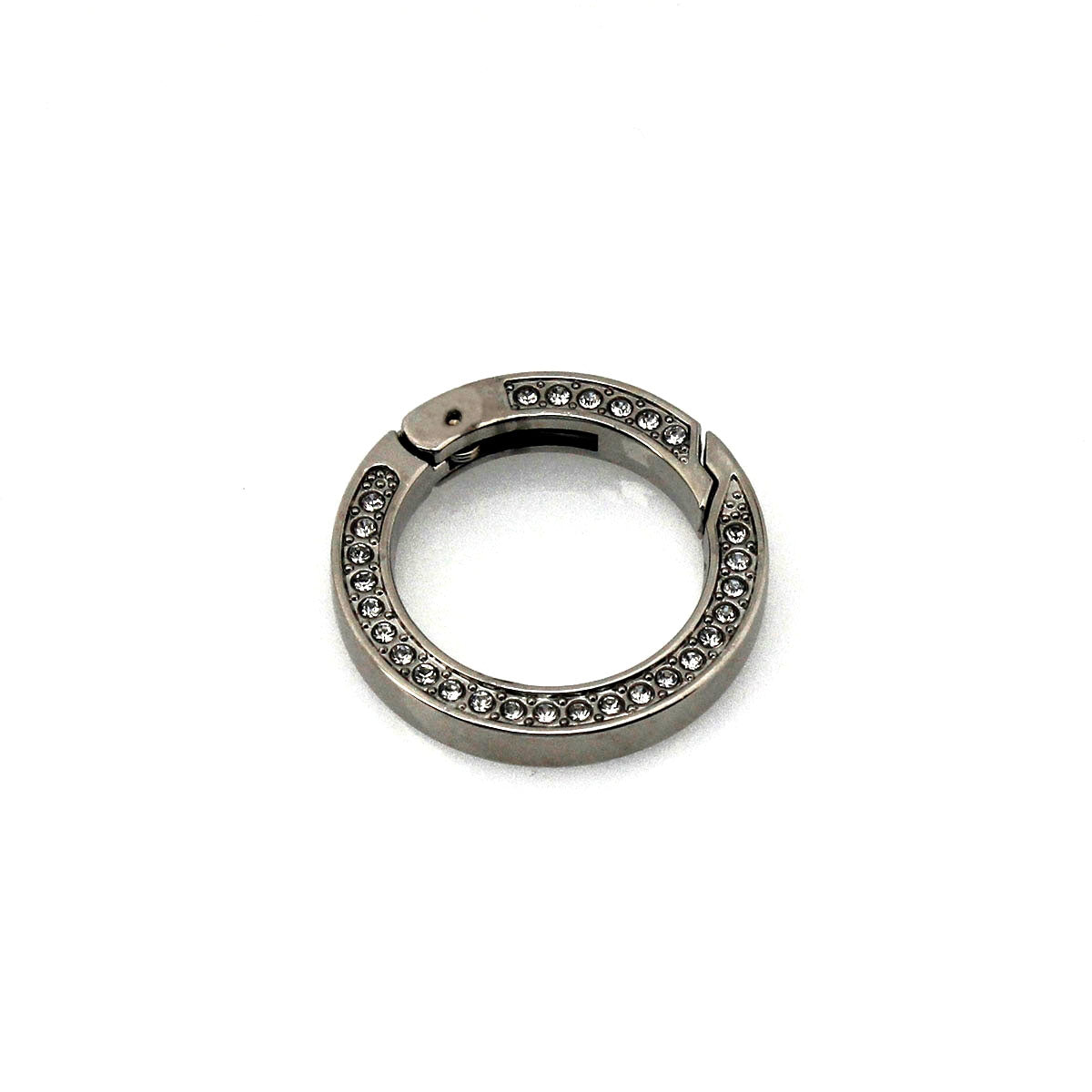 Round Alloy Spring Gate Clasp Oval O ring with Rhinestones, Opening Ring