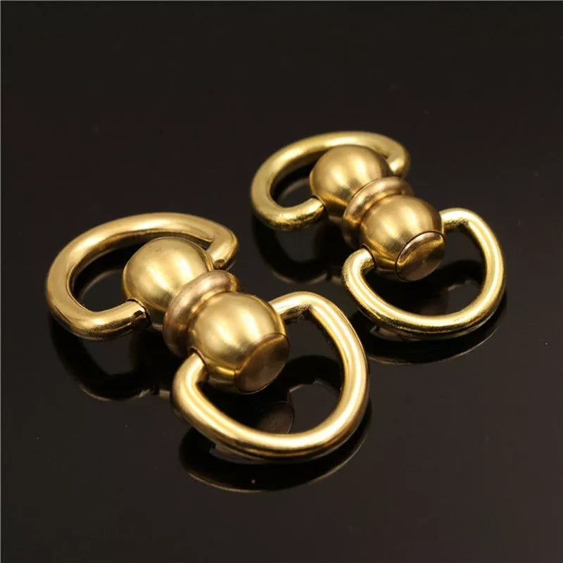 Solid Brass Swivel Eye Connector, Double Ended D Ring