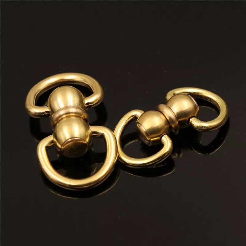 Solid Brass Swivel Eye Connector, Double Ended D Ring