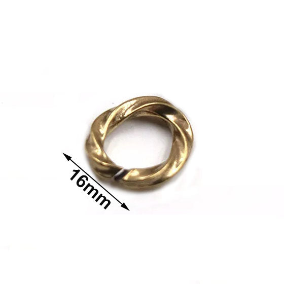 Twisted Brass O Ring, Split Ring, Open Jump Ring