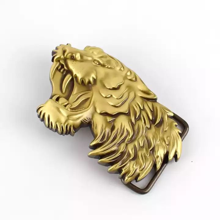 Tiger Head Solid Brass Belt Buckle