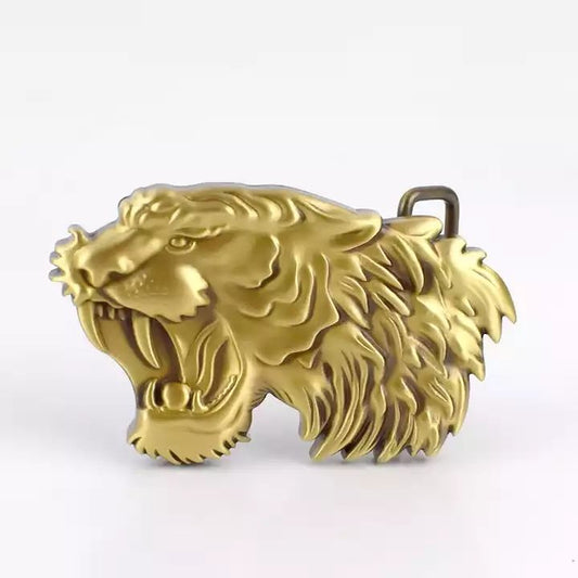 Tiger Head Solid Brass Belt Buckle