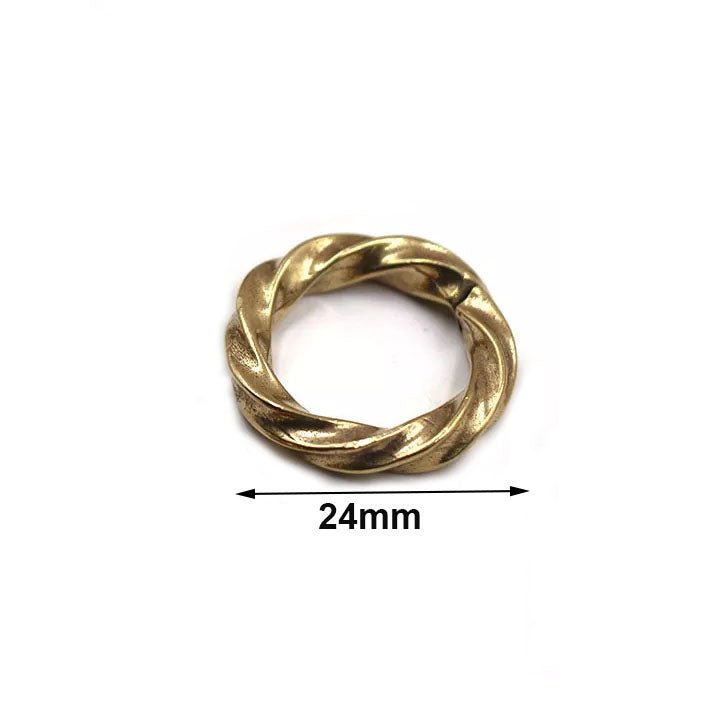 Twisted Brass O Ring, Split Ring, Open Jump Ring