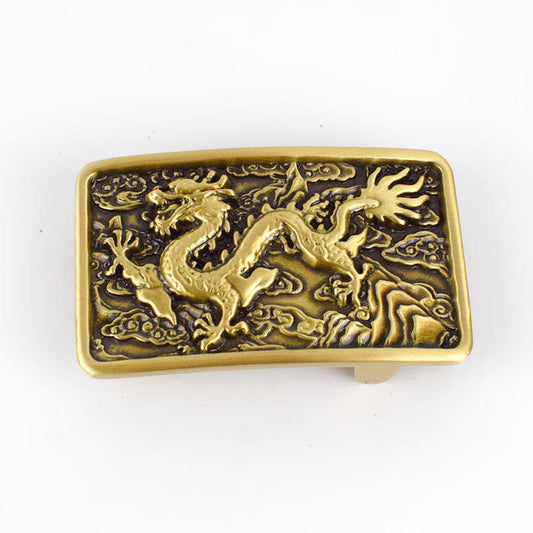 Chinese Dragon Solid Brass Belt Buckle