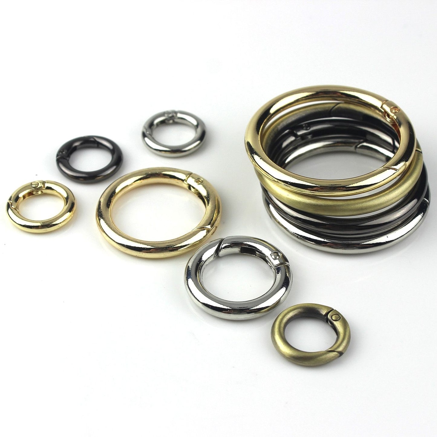 10pcs Alloy Spring Gate Clasp O ring, Opening Ring 10mm - 50mm