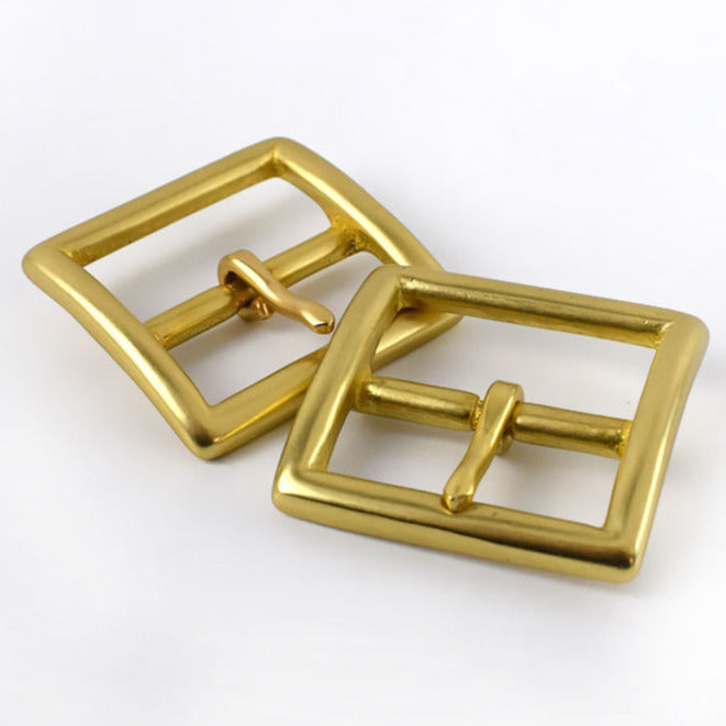 40mm Solid Brass Square Center Bar Belt Buckle