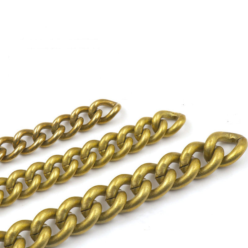 Round Link Curb Chain, Solid Brass for Bag Leather Goods