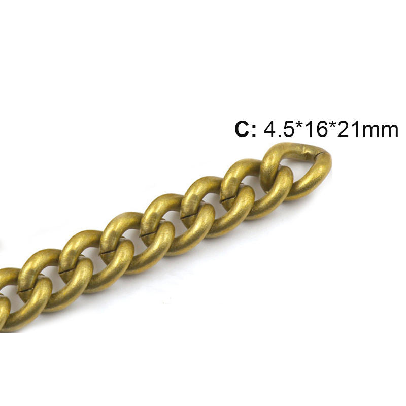 Round Link Curb Chain, Solid Brass for Bag Leather Goods