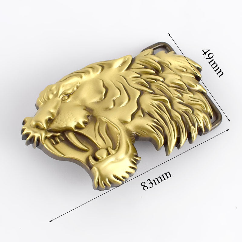 Tiger Head Solid Brass Belt Buckle