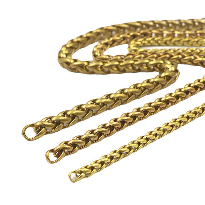 Solid Brass Wheat Link Chain for Bags and Leather Goods