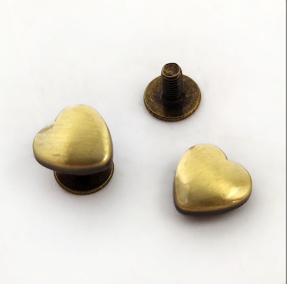 Heart Shape Alloy Bag Feet 10mm, Screw Back Rivet