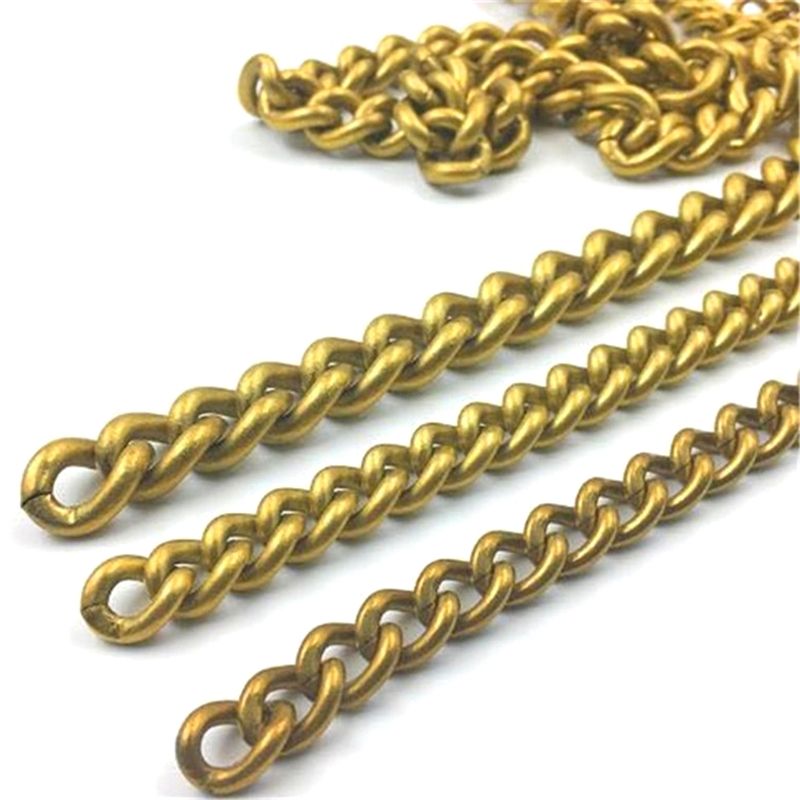 Round Link Curb Chain, Solid Brass for Bag Leather Goods