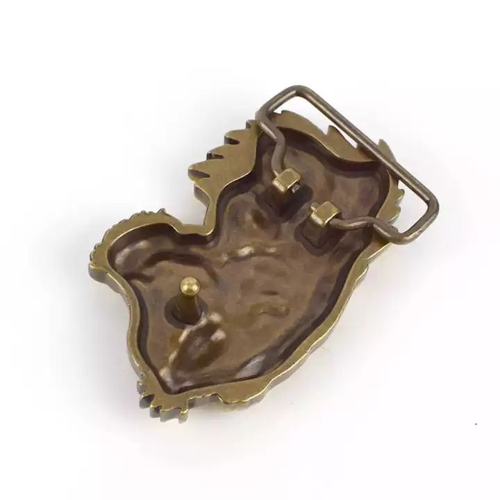 Tiger Head Solid Brass Belt Buckle