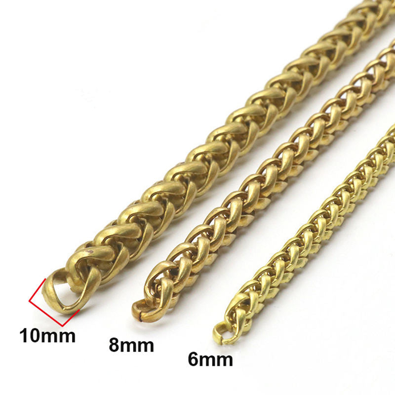 Solid Brass Wheat Link Chain for Bags and Leather Goods