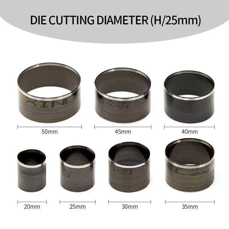 Round Leather Cutting Die Set, Round Hole Punch | 7 Piece Set