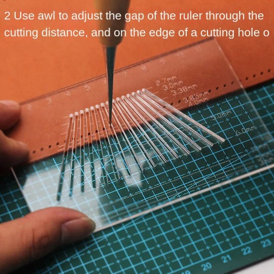 Pricking Iron Spacing Adjustment Template, Acrylic for Equal Spacing of Hand Stitching