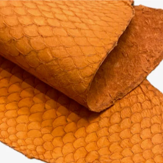 Orange Tilapia Fish Leather, Matte