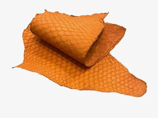 Orange Tilapia Fish Leather, Matte