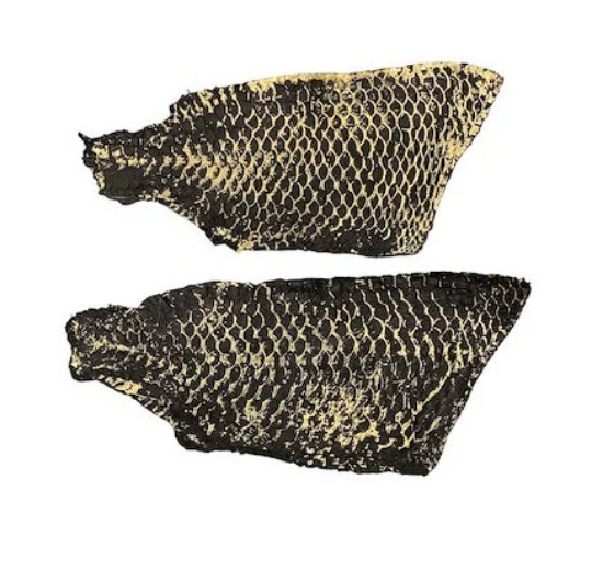 Black with Gold Metallic Tilapia Fish Leather