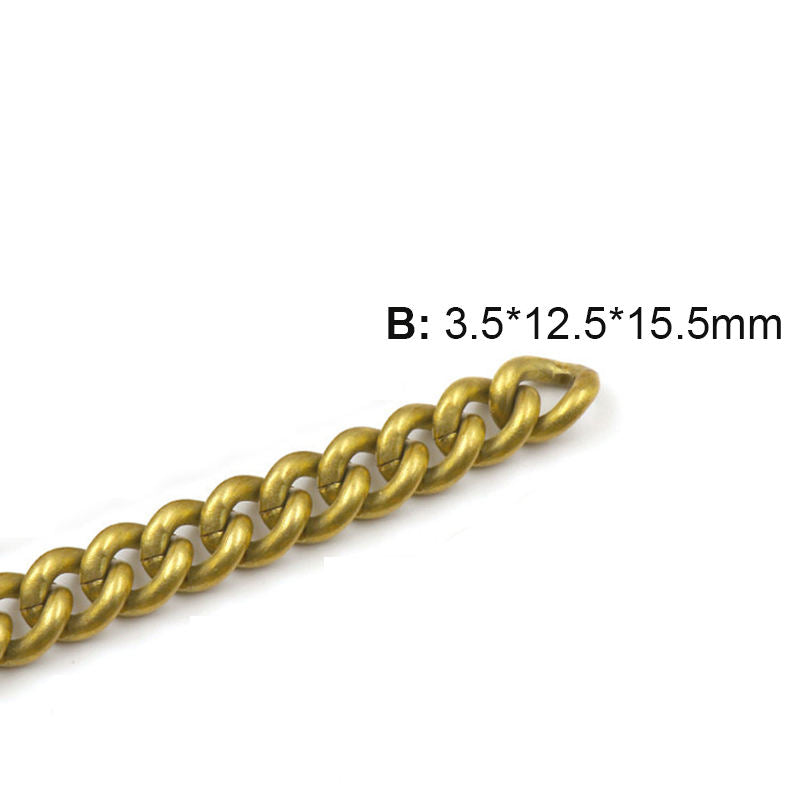 Round Link Curb Chain, Solid Brass for Bag Leather Goods