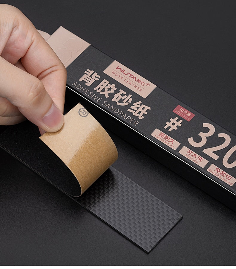 Premium Sandpaper Self Adhesive with Carbon Fibre Board, Sand Paper for Leather, Wood, Metal, Plastic