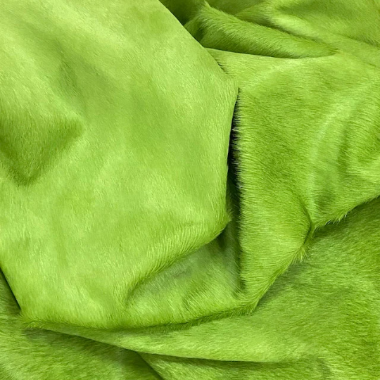 Lime Green Hair On Cowhide Leather