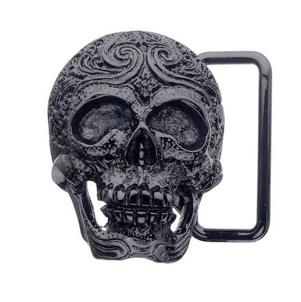 Carved Skull Design 3-D Trophy Belt Buckle