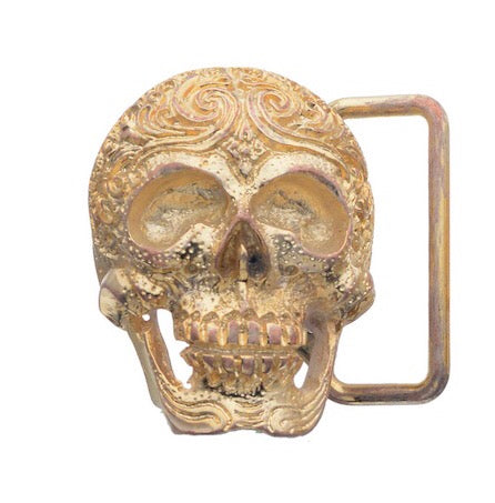 Carved Skull Design 3-D Trophy Belt Buckle