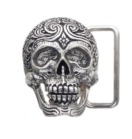 Carved Skull Design 3-D Trophy Belt Buckle