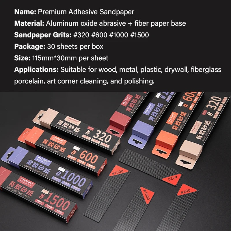 Premium Sandpaper Self Adhesive with Carbon Fibre Board, Sand Paper for Leather, Wood, Metal, Plastic